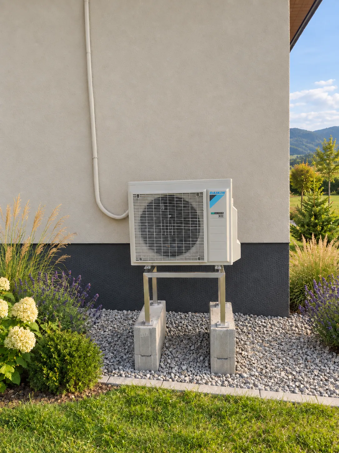 Vonkajšia jednotka Daikin pri bungalove